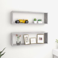 Kockaste zidne police 2 kom boja betona 80x15x26,5 cm iverica