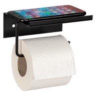 WENKO Crni metalni samoljepljiv/s policom držač toaletnog papira Desulo