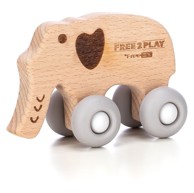 FREE 2 PLAY Drveni slonić na kotačima, plavi