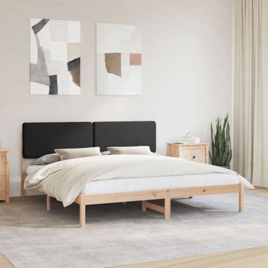 Krevetni okvir s tapiciranim uzglavljem, crni, 200 x 200 cm