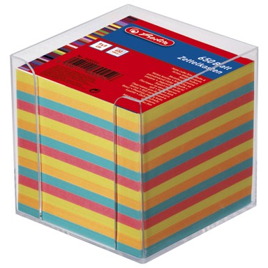HERLITZ Blok kocka PVC s papirom u boji 1600253, 9,5 x 9,5 x 9,5 cm