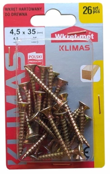WKRET-MET Kaljeni vijci za drvo 4,5x35 mm PZ2 26 kom, zlatni