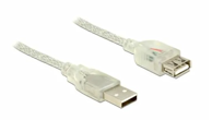 DELOCK USB produžni kabel A-A 5 m dvostruko zaštićeni, prozirna