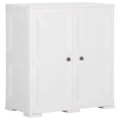 Plastični ormarić 79 x 43 x 85,5 cm drveni dizajn bijeli