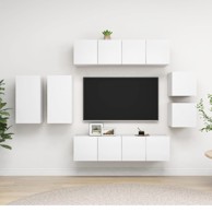 8-dijelni set TV ormarića, bijeli od konstruiranog drva
