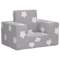 Dječji kauč na razvlačenje svjetlosivi sa zvijezdama plišani
