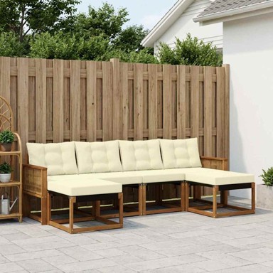 Set vanjskih sofa, 6-dijelni, s jastucima, prirodni i krem