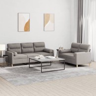 2-dijelni set sofa s jastucima smeđesivi od tkanine