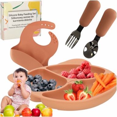 Silikonski pribor za bebe 4 kom, plavi