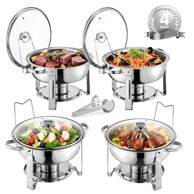 VEVOR Set za posluživanje hrane Chafing Dish Buffet 5 qt 4 kom., srebrni