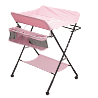 TAVALAX Previjalni stolić, sklopivi, podesiva visina, police, kotači