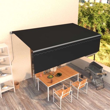 Tenda na ručno uvlačenje s roletom, 5 x 3 m, antracitna