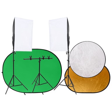 Studijski komplet sa setom svjetla, pozadinom i reflektorom