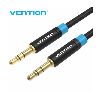 VENTION Audio kabel, pamučni pleteni 3,5mm muški na muški, 1, 5m, crni