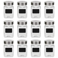 Staklenke za pohranu s naljepnicom, 12 kom, 300 ml