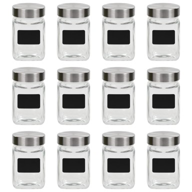 Staklenke za pohranu s naljepnicom, 12 kom, 300 ml