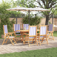 7-dijelni blagovaonski set za vrt od čvrstog drva akacije, plava i bijela