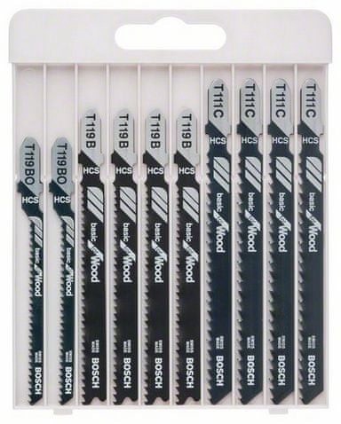 BOSCH 10-dijelni komplet listova za ubodne pile Basic for Wood (2607010629)