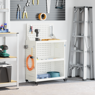 Količar za alate s policom s kotačem s pohranom 65x35x111 cm, bijeli