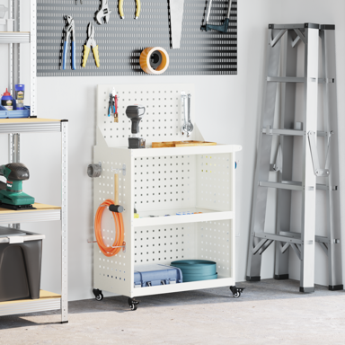 Količar za alate s policom s kotačem s pohranom 65x35x111 cm, bijeli