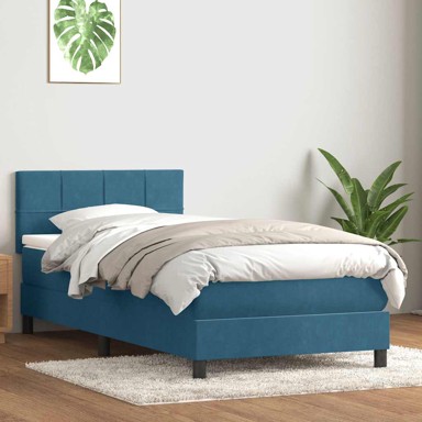 Box spring krevet s madracem tamnoplavi 80x220 cm baršunasti
