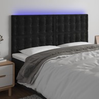 LED uzglavlje crno 180x5x118/128 cm baršunasto