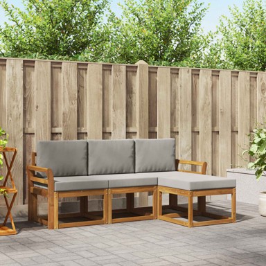 Set vanjskih sofa s jastukom, 4 kom, prirodna i svijetlo siva