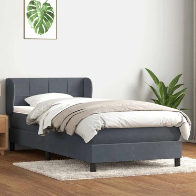 Box spring krevet s madracem tamnosivi 90x220 cm baršunasti