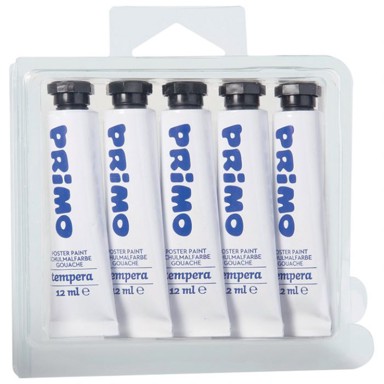 PRIMO Boja tempera 440TRA100, aluminijska tuba, 12 ml, PK5, blister pakiranje, bijela