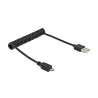 DELOCK USB kabel A-B Micro spiralni do 0,6 m, crna
