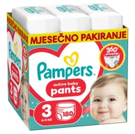 PAMPERS Pelene gaćice, Active Baby Pants, veličina 3, 6–11 kg, 180 kom