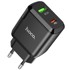 HOCO Zidni punjač, USB-A + USB Type C, QC3.0, PD, 20W, s Type C na Type C kabelom (1m), crni