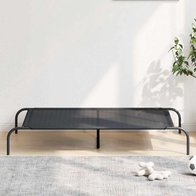 Krevet za pse povišeni od tekstila i čelika, 130x80x20 cm, crni