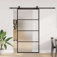 Klizna vrata s priborom od ESG stakla 102x205 cm crna