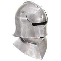 Replika viteške kacige Schaller, srednjovjekovna, za LARP, čelik, srebrna