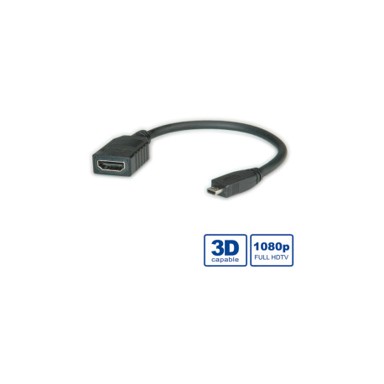 ROLINE Adapter s mrežom HDMI (Ž) na microHDMI (M), 0,15 m