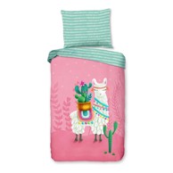 GOOD MORNING Pamučna dječja posteljina za krevet za jednu osobu 140x200 cm Lalama ružičasta/tirkizna