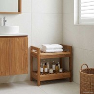 Polica za kupaonicu 45 x 30 x 45 cm, čvrsto teak drvo, prirodna