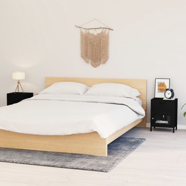 Noćni ormarići 2 kom crni 40 x 30 x 54,5 cm od čelika i stakla