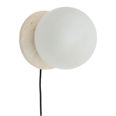 KAVE HOME Bijela/krem mramorna zidna lampa ø 20 cm Malachi