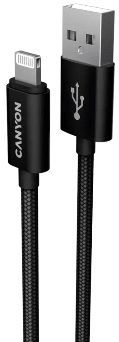 CANYON Kabel MFI-3 Lightning, 12W, 1 m, crni