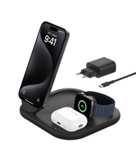 BELKIN BOOST Charge 3u1 bežični punjač Qi2, 15 W, magnetski, crni