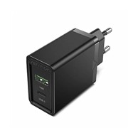 VENTION Zidni punjač, 2 port (USB A + USB C), 18W/20W, EU plug, crni