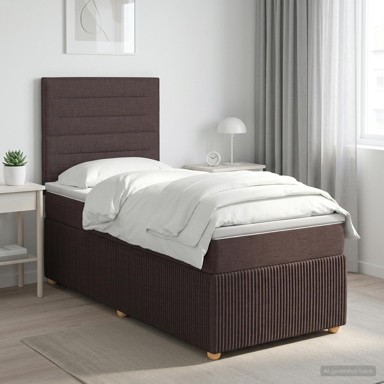 Boxspring krevet s madracem 90 x 200 cm, tkanina, tamnosmeđi