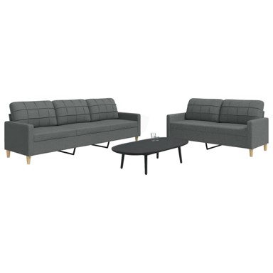 2-dijelni set sofa tamnosivi od tkanine