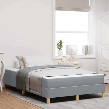 Box spring krevet, 120 x 190 cm, tkanina, svjetlosiva i smeđa