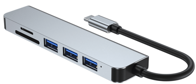 MOYE Docking stanica Connect X6, USB-C, 3x USB-A, 1x HDMI, 1x SD/microSD, plavi
