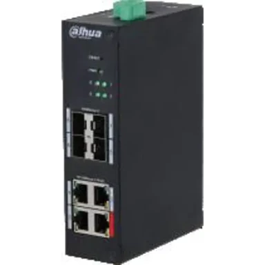 DAHUA Switch HS4408-4ET-96, neupravljani, 4x RJ45 PoE 10/100, 4x SFP 1G, fanless