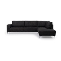 SCANDIC Antracitno siva kutna garnitura od imitacije kože (s desnim kutom) Copenhagen, 289x213x85 cm