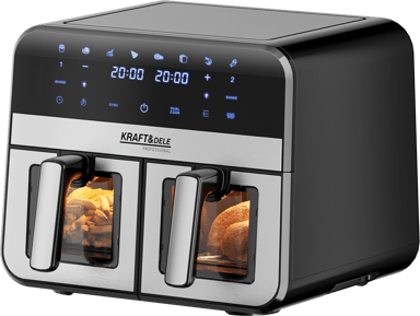 NIKCORP Friteza Airfryer dvokomorna 9 l, crna